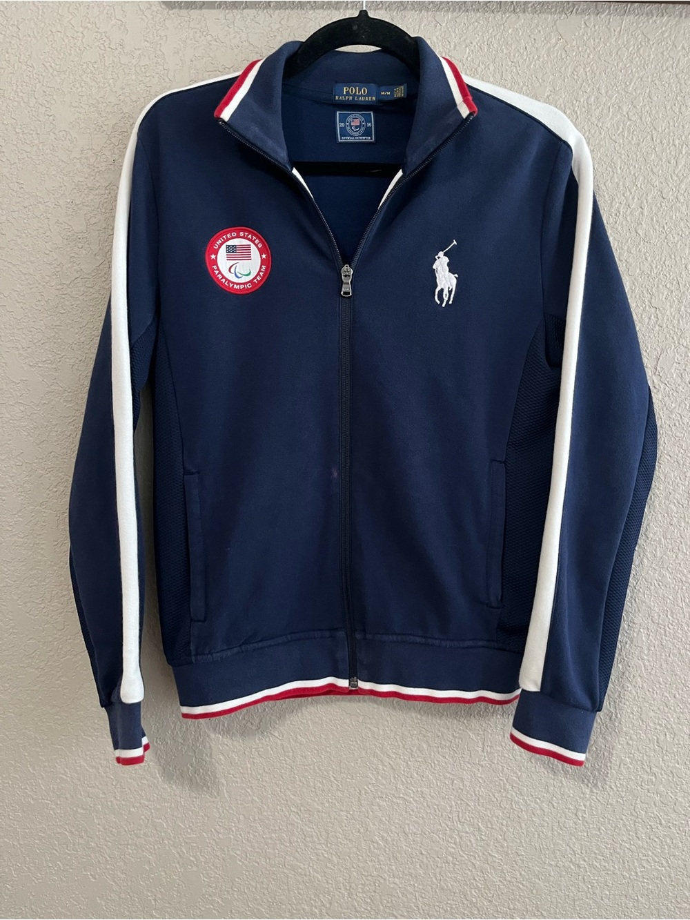Polo Ralph Lauren 2016 Team USA Paralympic Track Jacket Navy Blue Size Medium